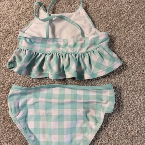 Millie loves Lily sz 6 mint green and white checkered plaid ruffled bikini - Picture 2 of 3